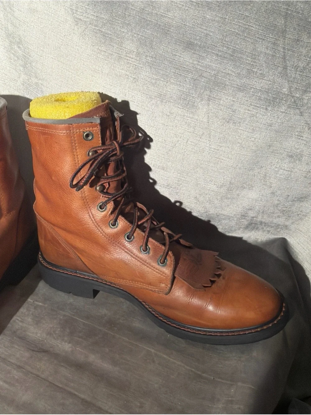 Ariat Men’s Heritage Lacer Western Work Boots Distressed Brown Size 12D